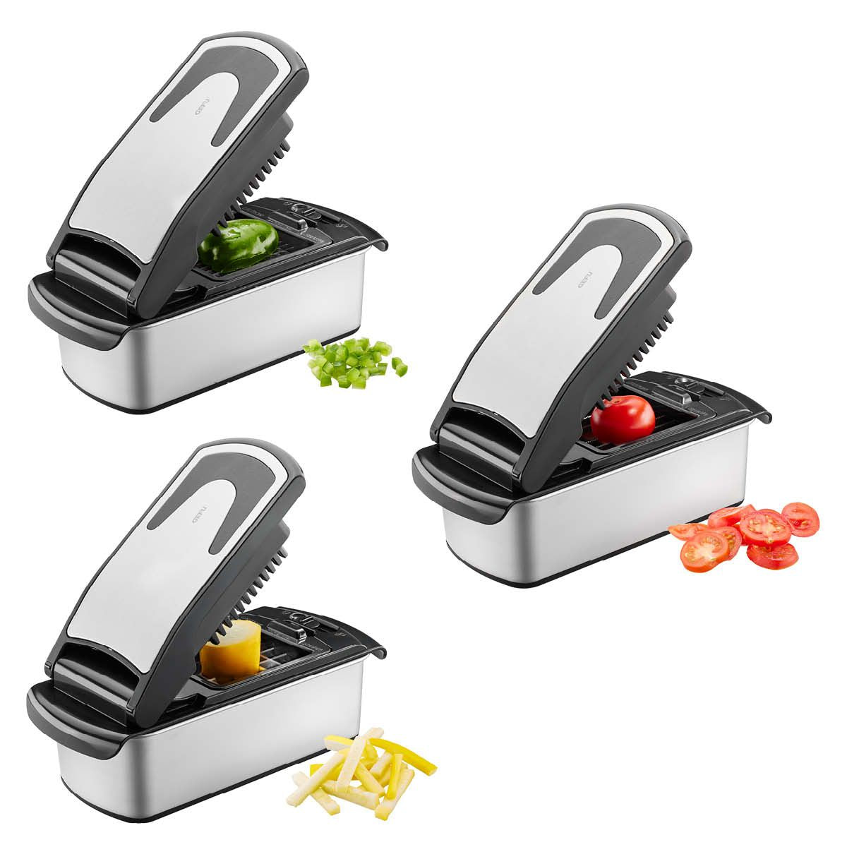 -GEFU- "TREPPO 2.0" Würfel- und Stifteschneider Edelstahl/Kunststoff