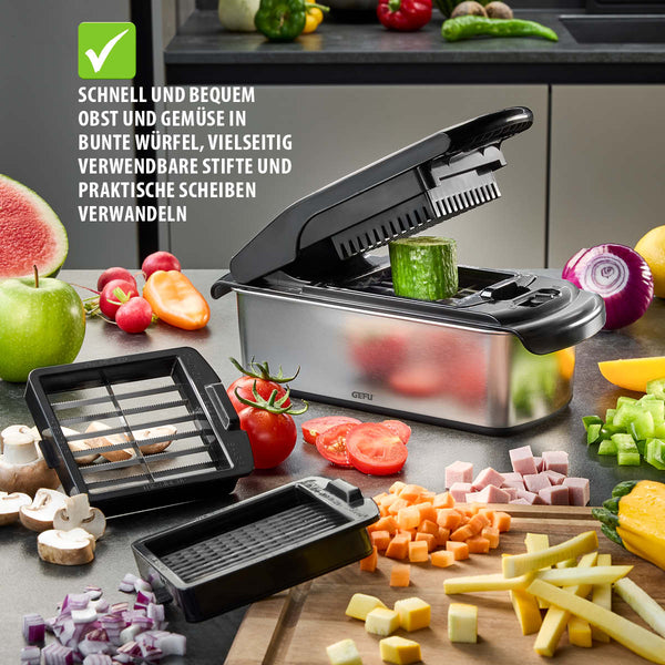 -GEFU- "TREPPO 2.0" Würfel- und Stifteschneider Edelstahl/Kunststoff