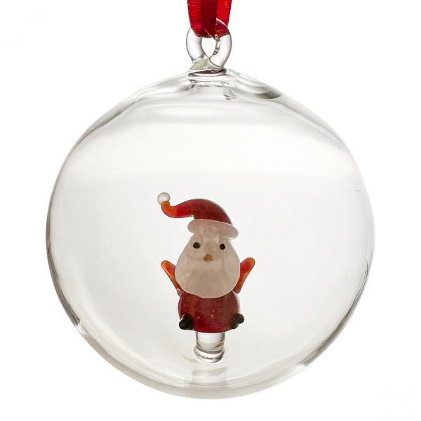-Paul Nagel- Weihnachtskugel Glas mit Weihnachtsmann, 8cm