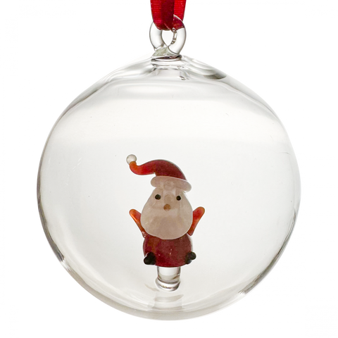 -Paul Nagel- Weihnachtskugel Glas mit Weihnachtsmann, 8cm
