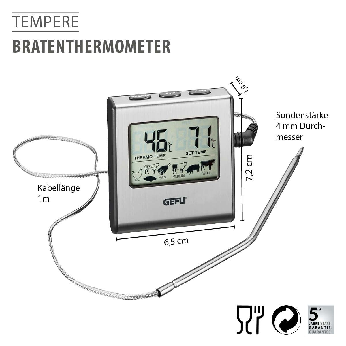 -GEFU- "TEMPERE" Digitales Bratenthermometer
