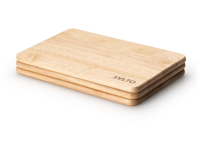 -Continenta- "SALTO" Vesperbrett 3er-Set, 22x15x1cm, Gummibaumholz