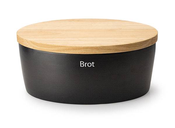 -Continenta- Brottopf oval Keramik mit Holzdeckel, 36 x 23 x 15,5 cm