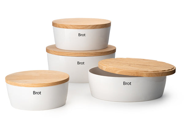 -Continenta- Brottopf oval Keramik mit Holzdeckel, 36 x 23 x 15,5 cm