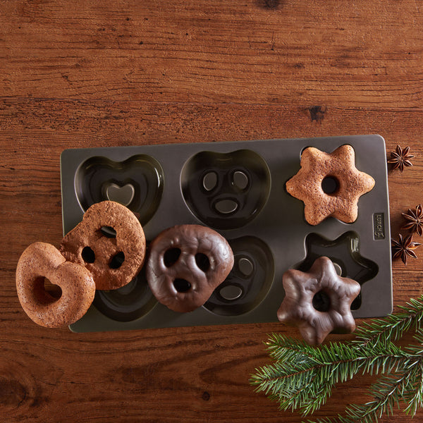-LURCH- "FLEXI®FORM Silikon" Lebkuchen Backform für Brezeln, Herzen, Sterne