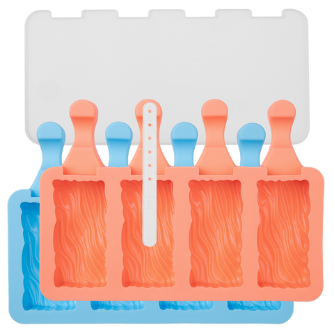 -Lurch- Eisform für Eis am Stiel "Wave", Popsicles Silikon 2er Set mit Deckel wiederverwendbar