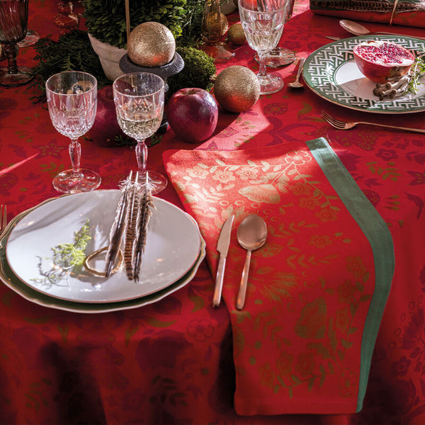-Le Jacquard Francais- LIM Tischdecke 120x120 "Féerie" Sucre d'Orge 100% Baumwolle