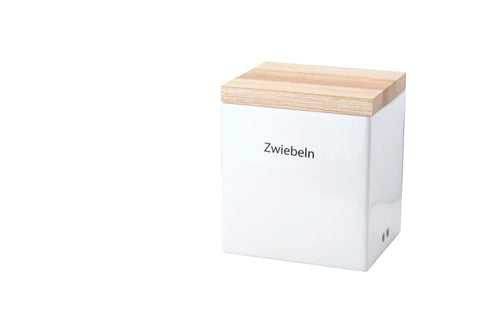 -Continenta- Vorratsdose mit Holzdeckel "Zwiebeln", Keramik 18x15,5x20,5cm
