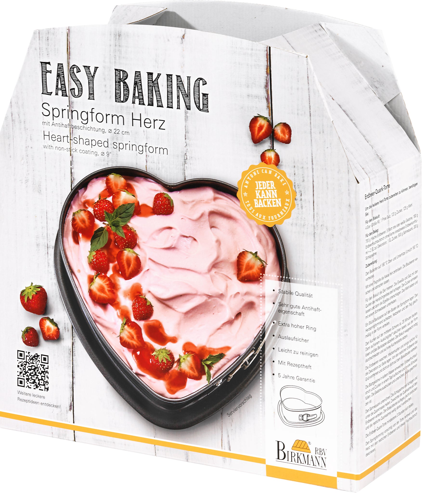 -RBV Birkmann- "Easy Baking" Springform Herz 22cm -Marken-Antihaftbeschichtung-